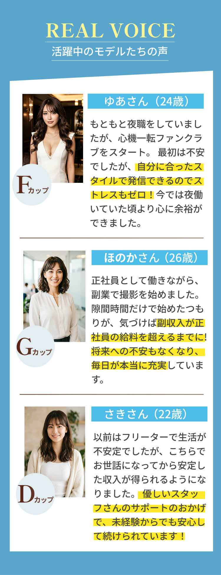モデルたちの声